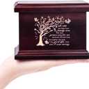 6 Inch Small Wooden Urn for Human Ashes - Keepsake Urn for Men & Women, Funeral Ashes Holder, Wooden Urn Box and Casket with Tree Design