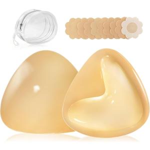 Sticky Bra Inserts Push Up - Double Sided Adhesive Breast Pads,Breast Enhancers for Bikini Bathing Suit Sports Bra (Beige)