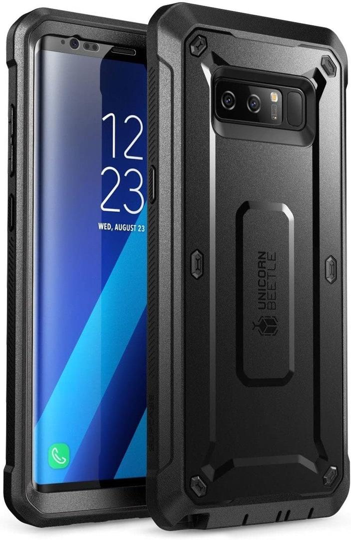 SUPCASE for Samsung Galaxy Note 8 Case with Screen Protector (Unicorn Beetle), [Built-in Belt Clip] Heavy Duty Full-Body Rugged Holster Protective Phone Case for Galaxy Note 8 (2017 Release), Black