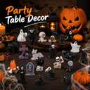 DIYDEC 60pcs Halloween Resin Miniatures Mini Resin Ghost Skull Figures to Hide Toys Tiny Little Small Figurines Bulk for Halloween Craft Party Favors Bag Fillers Garden Dollhouse Decor