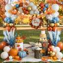 Fall Balloon Arch Kit 135Pcs Dusty Blue Burnt Orange Sand White Balloon Garland with Pumpkin Banner for A Little Pumpkin Is On The Way Baby Shower Autumn Birthday Thanksgiving Party Decoration