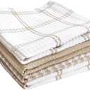 T-Fal Premium Waffle Dish Cloths: Highly Absorbent, Super Soft Long Lasting - 100% Cotton, 12"x13" Flat Waffle Dish Towel for Cleaning & Drying Dishes, (4-Pack), Sand