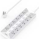 TESSAN Surge Protector Power Strip, 6 Individual Switches and 12 Outlets, 6 FT Extension Cord with Multiple Outlets, 1875W Max Desktop Power Strip, 1700J Surge Protection, Mountable Design for Office (white-grey)