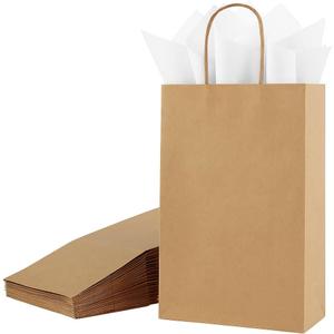 SUNCOLOR 24-Pack Brown Kraft Paper Gift Bags with Handles, 7.9x5.12x3.15 Inches, Small Paper Bags Includes Tissue Paper for Parties, Weddings, Shopping