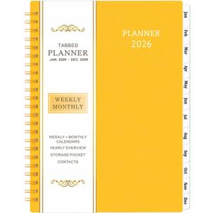2026 Planner - 2026 Planner Weekly and Monthly, Jan 2026 - Dec 2026, 6.25"  8.3", Colorful Tabs, Inner Pocket, Strong Twin-Wire Binding, Improving Your Time Management Skill (Yellow)
