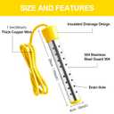 2000w Immersion Water Heater with 304 SS Fast Heating Portable Bucket Heaters with Digital Thermometer S Hook 2 Straps Submersible Electric Bathtub Heater for Home Camp Bath Pool Outdoor Use(Yellow)