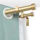 OLV Gold Double Curtain Rods for Windows 36 to 72 Inch(3 to 6 Feet),1 Inch Adjustable Dual Curtain Rod, Heavy Duty Double Drapery Pole with End Cap Design for Living Room, Bedroom, Farmhouse
