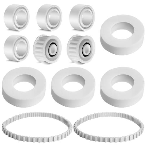 Menkxi 12 Pcs Pool Cleaner Accessories 4 Climbing Rings Replacement Compatible with 6101611 R4 2 Guide Wheels with Pulley Gear Compatible with 3884997 R6 6 Pool Cleaner Track Compatible with 9985006R2