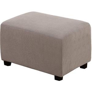 H.VERSAILTEX Ottoman Cover Slipcover Rectangle Fit Length 33"-38" Footrest Sofa Slipcovers Stool Cover Footstool Protector Covers Feature Stretch Thick Soft Jacquard Fabric Removable Washable - Taupe