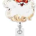 Pink Christmas Retro Santa Nurse Badge Reels Christmas Holiday Retractable Badge Holder for Nurse Doctor Teacher Thanksgiving Badge Reel Retractable for Nursing Student RN NP Medical Worker