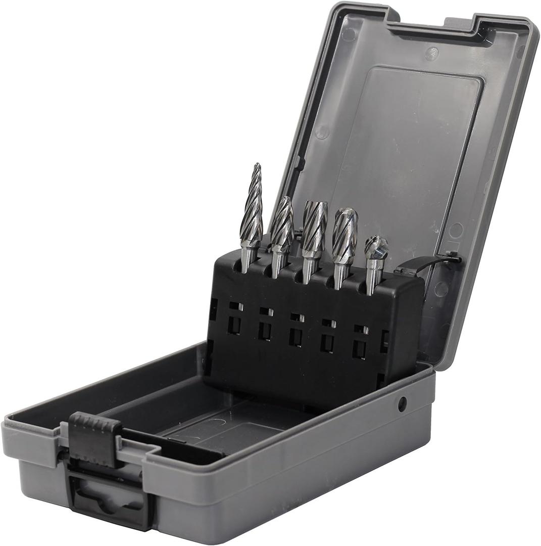 YUFUTOL Carbide Burrs for Aluminum - 5pcs Aluma Cut Carbide Rotary Burr Files Set 1/4"(6.35mm) Shank for Die Grinder Drill,Metal Carving,Polishing,Engraving, Drilling