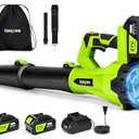 Leaf Blower Cordless,Electric Leaf Blower with 2 4.0Ah Battery Powered and Fast Charger, Cordless Blowers for Lawn Care and Car Dust Snow Blower,6 Speed Control