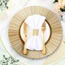 Yaomiao 50 Pcs 13 Inch Gold Charger Plates Bulk Plastic Plates Chargers Round Dinner Chargers for Wedding Party Table Setting Bridal Shower Event Decor (Light Gold)