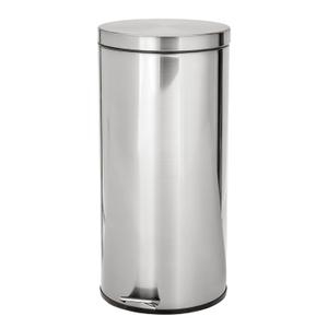 iDesign Steel 7.9 Gallon Kitchen Trash Brushed 30L Round Step Can (12 x 12 x 26)