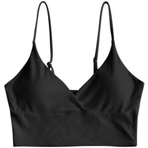 ZAFUL Women's V Neck Tankini Top Ribbed Adjustable Spaghetti Straps Bikini Top Bathing Suit Swim Tops, XXL
