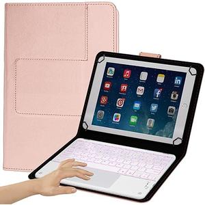 eoso TouchPad Keyboard case for 9",9.7",10.1",10.2",10.5",10.9",11" Tablets,2-in-1 Bluetooth Wireless Keyboard with Touchpad,7 Colors Backlit & Leather Folio Cover