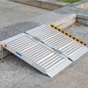 FACHNUO Portable Wheelchair Ramp 2FT, Non-Skid Aluminum Folding Threshold Ramp, Handicap Ramps for Wheelchairs for Home Steps/Doorways/Stairs/Curbs/, Scooter Ramp for Car, 800lbs Weight Capacity (2FT(Using height 2-6''))
