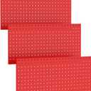 TORACK 3Pcs Metal Pegboard Panels(12x24 inch) for Wall Garage Tools Storage Pegboard System for Workbench, Modular Peg Board Tool Organizer Board Kit(Pack of 3, Red)
