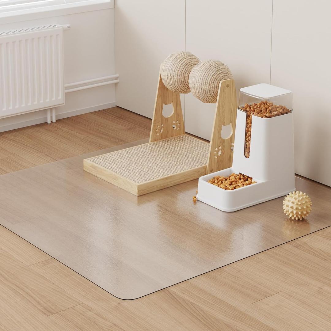 2x3ft Clear PVC Floor Mat, 2mm Thick Waterproof Protective Mat for Hard Floors, Under Refrigerator, Pet Bowls, or Appliances  Cuttable, Easy to Clean