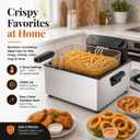 Simple Deluxe 5L 1800W Electric Deep Fryer, Viewing Window Lid and Cool-Touch Handle, 4 Temp Settings, Removable Basket, Auto Cut Off Safety Design, Stainless Steel Parts with Dishwasher-Safe, Silver