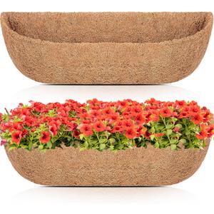 HFHOME 2 Packs 30 Inch Coco Liners for planters, 30" Trough Coconut Planter Hanging Basket Liners Replacement for Window Box Hanging Trough Planter
