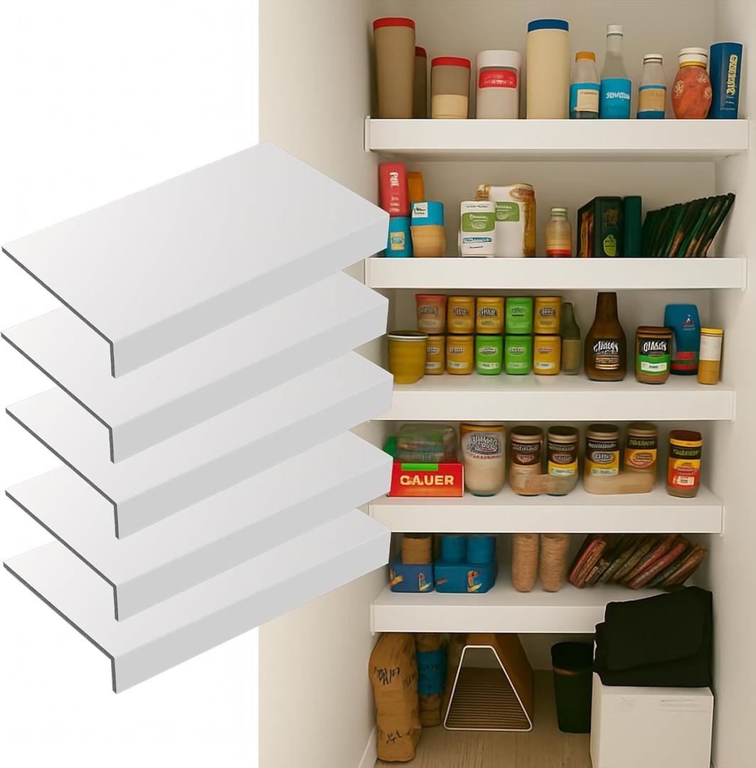 5 Pack 30x16in Wire Shelf Cover for Pantry, Closet, Kitchen  Waterproof PVC Wood-Look Wire Rack Covers for Shelves, Multiple No-Tool Installation (30x16x2in, White)