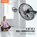 VEVOR 18 Inch Industrial Wall Mount Fan 2PCS, High Velocity 4000 CFM with 3-Speed Manual Control & 360 Tilt Adjustment, for Indoor Use, Warehouse, Workshop, Basement, and Commercial Spaces, 18 Inch 2 Pack