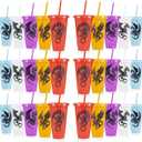 30 Pcs Western Dragon Cups with Lids and Straws, 24 oz Plastic Drink Cups Reusable Bulk Dragon Tumblers for Fantasy Creature Theme Party Favors Birthday Party Gifts