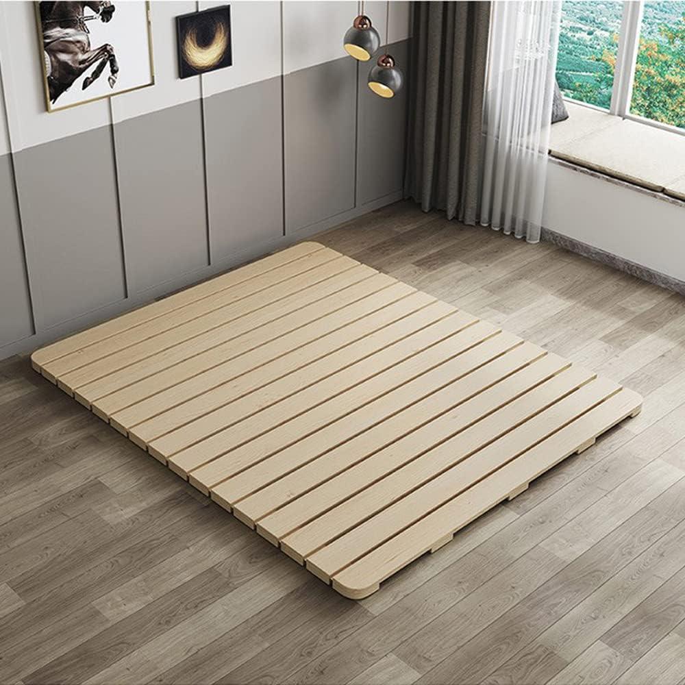 Foldable Breathable Wooden Bed Plate, Guest Tatami Mat, Wood Roll-Type Slatted Bed Japanese Floor Futon Mattress, Floor Sleep Bedding (Queen)