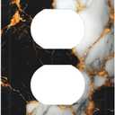 Outlet Covers Black Gold Marble Decorative 1 Gang Duplex Light Switch Cover Plate Receptacle Wall Plate Electrical Switch Plate Covers for Country Bathroom Bedroom Decor