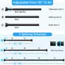 Shower Curtain Rod 30-64 Inch,0.87"Diameter Adjustable Spring Tension Curtain Rods No Drill,Matte Black Shower Tension Rod for Bathroom,Room Divider,Window,Anti-Rust Non-Slip 1-Pack