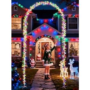Lomotech Christmas Light Arch - 9.5Ft 460 Leds Iron Pole Archway 8 Modes Waterproof Christmas Lights with Timer for Lawn, Yard, Walkway, Garden, Party, Holiday, Christmas Decoration (Multicolor)