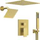10" High-Pressure Rainfall Shower Faucet, Celling Mount Dual Shower Head System, Brushed Gold