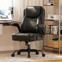 GTPLAYER PU Leather Office Chair, Home Desk Chair with Flip-up Arms, Modern, Small