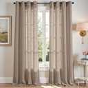 jinchan Taupe Linen Semi Sheer Curtains 96 Inch Curtains 2 Panel Set for Living Room Grommet Dark Flax Light Filtering Drapes Home Office Minimalist Decor Suitable for Bathroom and Bedroom 50x96 Inch (Tan)