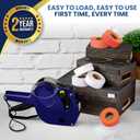 Perco Lite 1 Line Price Gun with Labels Kit - Includes 3 White Rolls, 1 Gun Clip, 3 Fluorescent Red Rolls, 2 Ink Rollers, 1 Ink roll and Labels Pre-Loaded