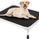Veehoo Chew Proof Elevated Dog Bed - Cooling Raised Pet Cot - Silver Aluminum Frame and Durable Textilene Mesh Fabric, Unique Designed No-Slip Feet for Indoor or Outdoor Use, Beige Coffee, Large (42.0"L x 30.0"W x 7.0"Th)