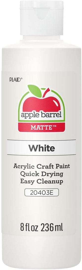 Apple Barrel Acrylic Paint in Assorted Colors (8 Ounce), 20403 White (8 Fl Oz (Pack of 1))