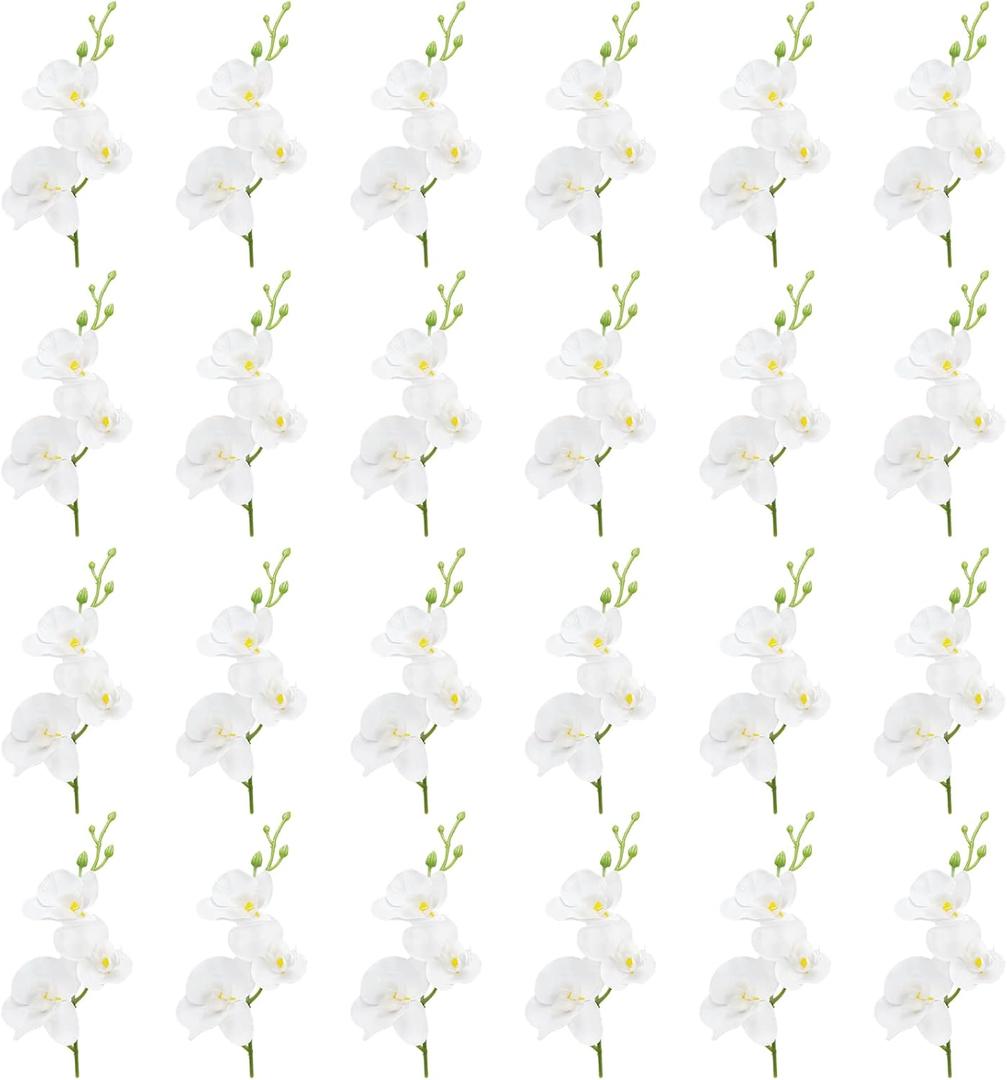 LARDUX 24 PCS Artificial Flowers for Floating Candles Wedding Centerpiece Mini Orchid Flower Filler Vase Fillers for Wedding Dinning Table Party Home Restaurant Decoration (Cream)