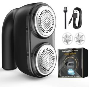 Electric Fabric Shaver and Lint Remover,Electric Sweater Shaver to Remove Pilling Fuzz Remover,Rechargeable Lint Shaver with 2 Replaceable Blades(Black Grey)
