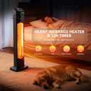 1500W Electric Patio Heater, 36inch Infrared Heater with Remote, IPX5 Waterproof Infrared Tower Space Heater, 2 Heat Levels, 12H Timers, Tip-Over & Overheat Protection for Garage, Indoor, Home