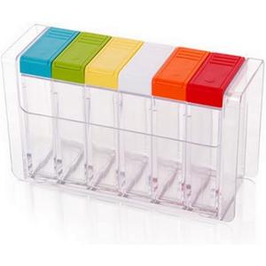 6 Case Spice Shaker Jars, Colorful Salt Spices Condiment Container Case Seasoning Shaker Box Condiment Set, Transparent Condiment Jar Storage Container Storage Bottle Box Set
