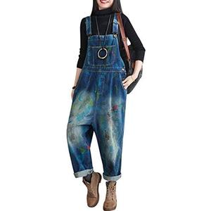 Yeokou Women's Casual Loose Denim Overalls Oversized Baggy Wide Leg Harem Pants (One Size US, Style 23 Blue)