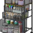 4-Tier Rolling Utility Cart with 3 Drawers-Craft Organizers and Storage with 360 Lockable Wheels,Art Supply Storage Organizer for Art Supplies, Store for Brushes & Paints & Artifacts Patent Pending