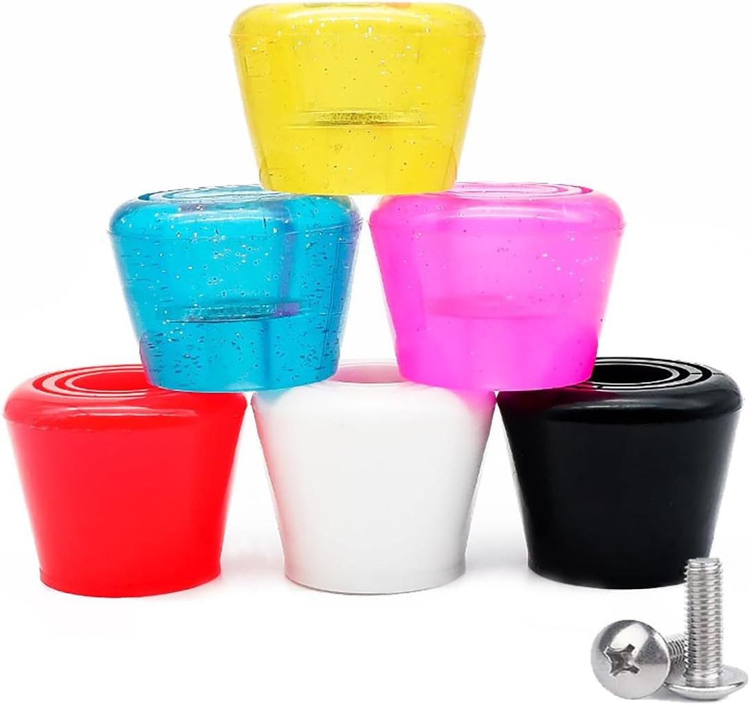 VNAKER PU Rubber Roller Skate Toe Stoppers 1 Pair with Screws (Yellow)