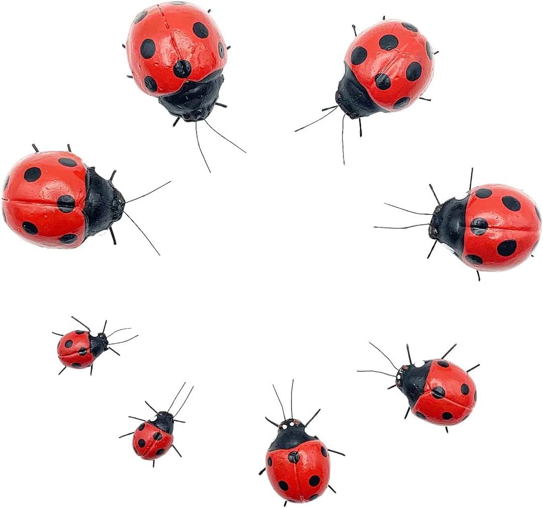 Arsnature 8PCS Realistic Ladybugs Refrigerator Magnet - Magnetic Ladybugs for Fridge & Garden - Cute Magnet for Home, Kitchen, Office, Whiteboard