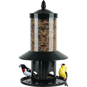 Squirrel Proof Bird Feeder - 360 Feeding Perch Tray for Outdoor Hanging Wild Bird Seeds, Dark Green.