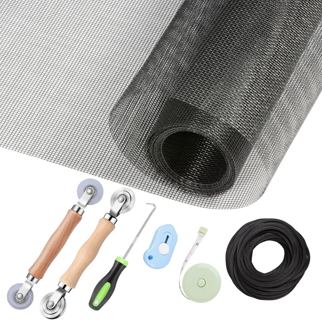 Window Screen Repair Kit - 59" x 106" Screen Door Replacement Fiberglass Screen Mesh with All Screen Tools for Sliding Door and Patio Screen Door Replacement, TOOLTRIZ