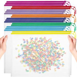 20pcs Mesh Zipper Pouch Bags, Puzzle Bags, A3 17x12 Inches Large Reusable Pouches for Organizing Classroom and Storage, Extra Large Zipper Pouch, Board Game Storage (Multicolor)