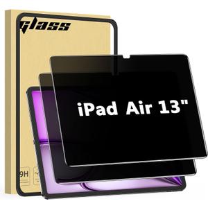 2 Pack Privacy Screen Protector for iPad Air 13 Inch M4/M3/M2, (2026/2025/2024, 8th/7th/6th Gen), Anti-Spy 9H Glass, Anti-Scratch, Bubbles Free, Easy Installation